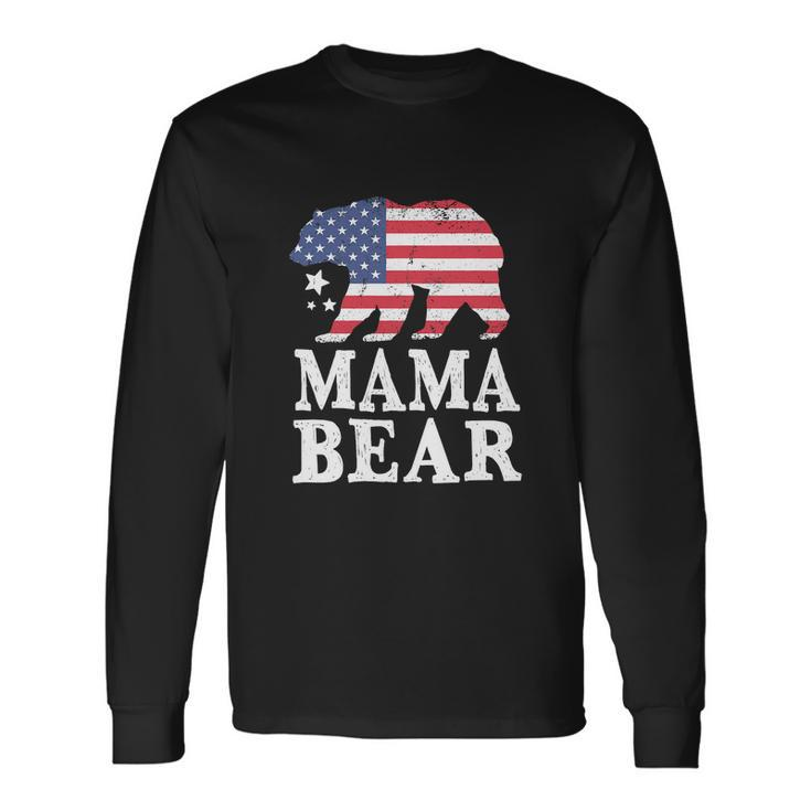 Mama Bear For 4Th Of July Patriotic Flag Long Sleeve T-Shirt