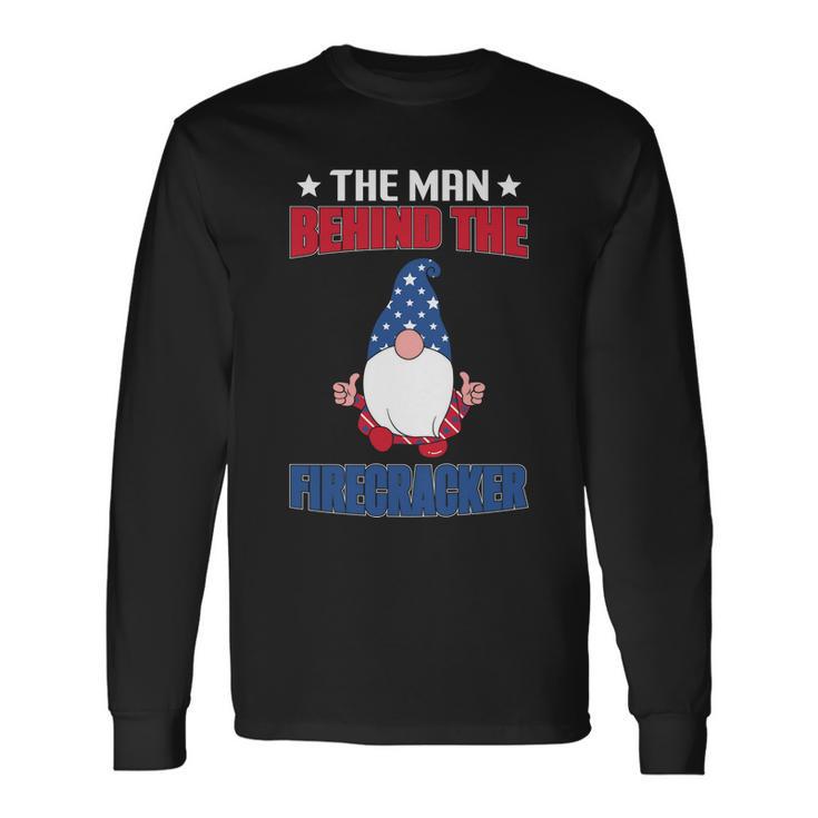 The Man Behind Firecracker Gnome Graphic 4Th July Plus Size Long Sleeve T-Shirt