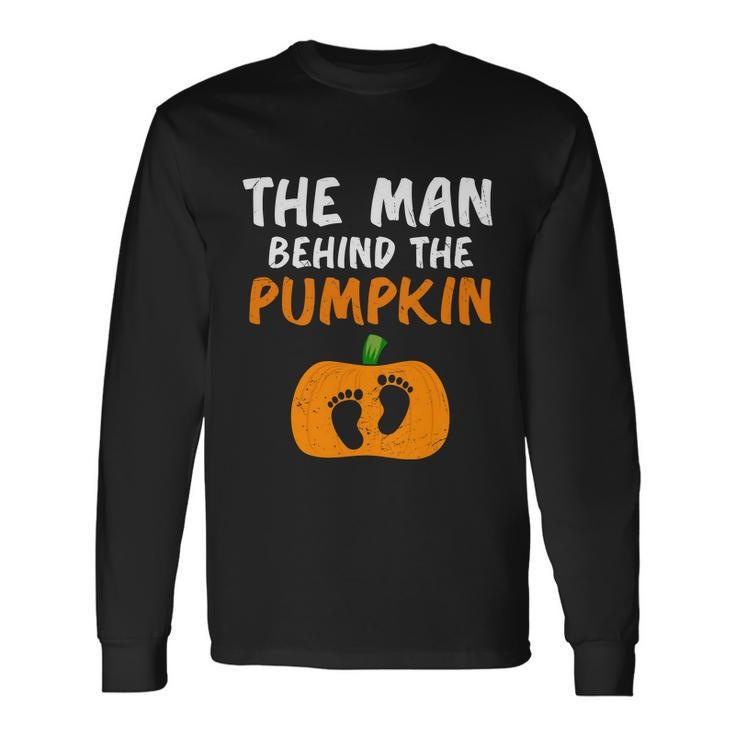 The Man Behind The Pumpkin Halloween Quote Long Sleeve T-Shirt