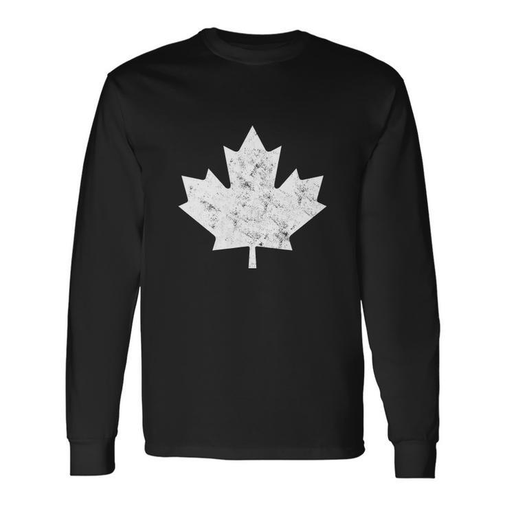 Maple Leaf Flag Vintage Red White Canada Day Long Sleeve T-Shirt