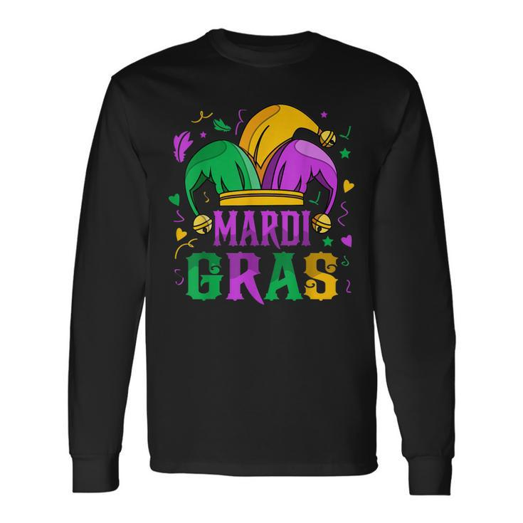 Mardi Gras Mardi Gras 2022 Beads Mask Feathers V2 Men Women Long Sleeve T-Shirt T-shirt Graphic Print