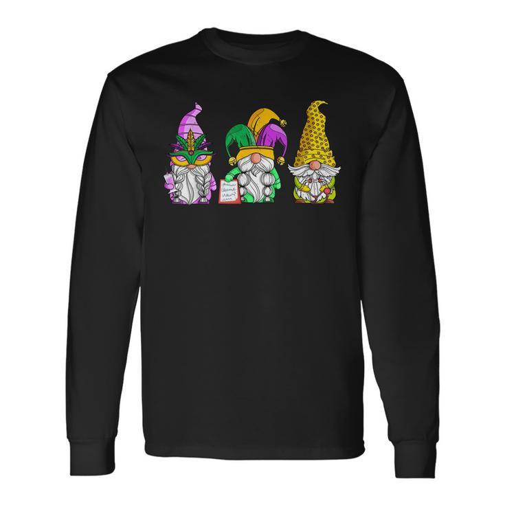 Mardi Gras Gnomes Holding Mask Love Mardi Gras Gnome Men Women Long Sleeve T-Shirt T-shirt Graphic Print