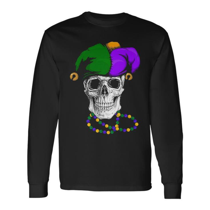 Mardi Gras Skull Jester Hat Long Sleeve T-Shirt