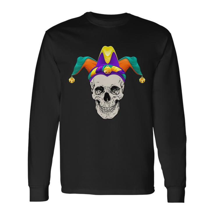 Mardi Gras Skull Party Hard Long Sleeve T-Shirt