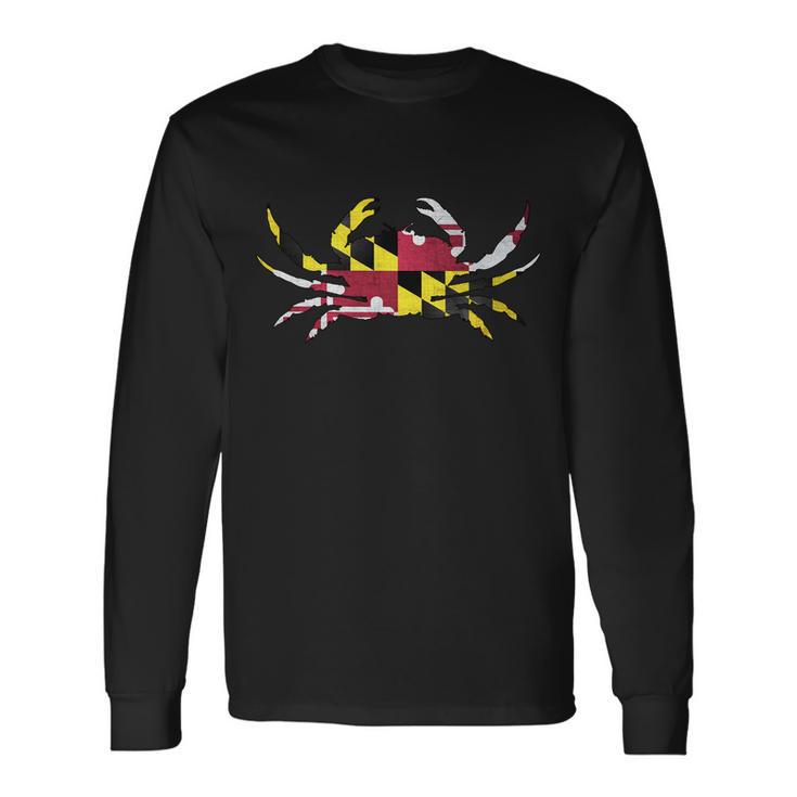 Maryland Flag Crab Tshirt Long Sleeve T-Shirt