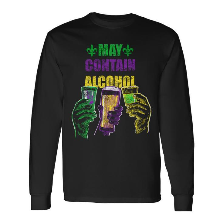 May Contain Alcohol Mardi Gras Tshirt Long Sleeve T-Shirt