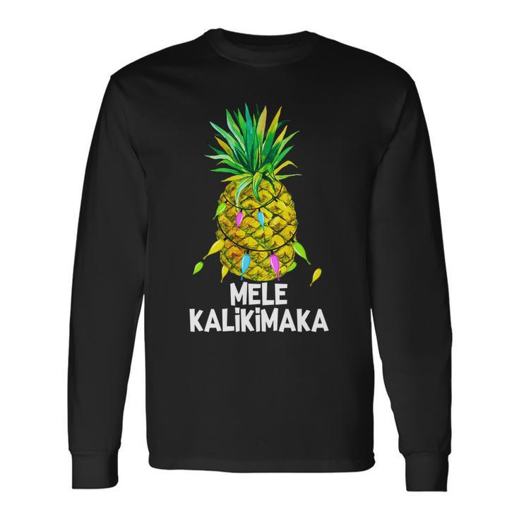 Mele Kalikimaka Pineapple Christmas Lights Long Sleeve T-Shirt