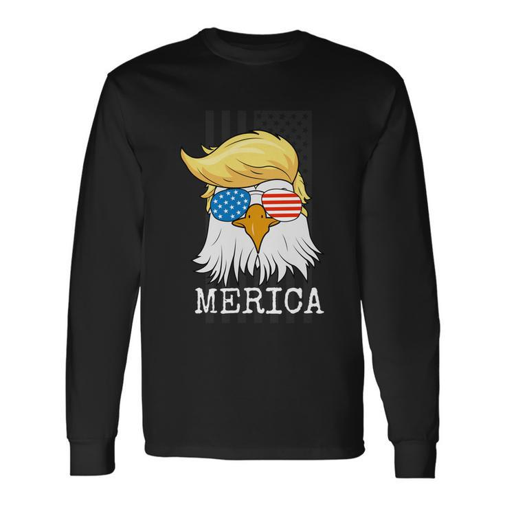 Merica Bald Eagle 4Th Of July Trump American Flag Long Sleeve T-Shirt