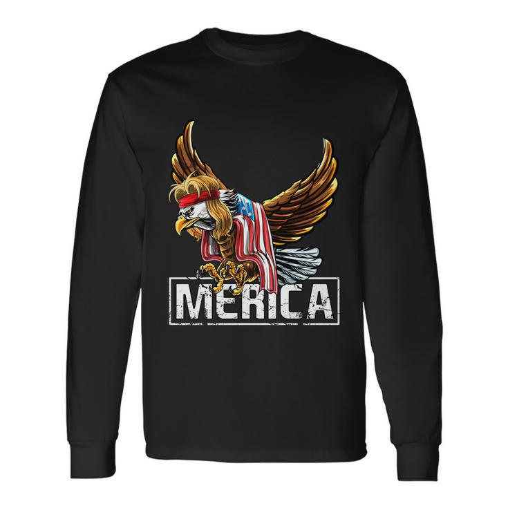 Merica Bald Eagle Mullet 4Th Of July American Flag Patriotic Long Sleeve T-Shirt