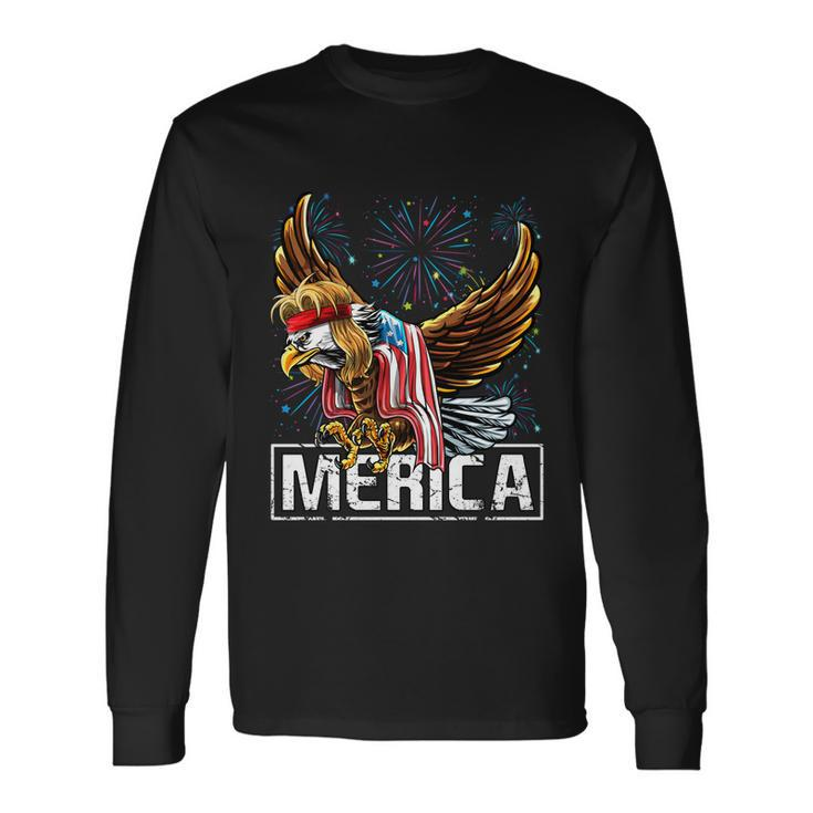 Merica Bald Eagle Mullet 4Th Of July American Flag Patriotic Long Sleeve T-Shirt