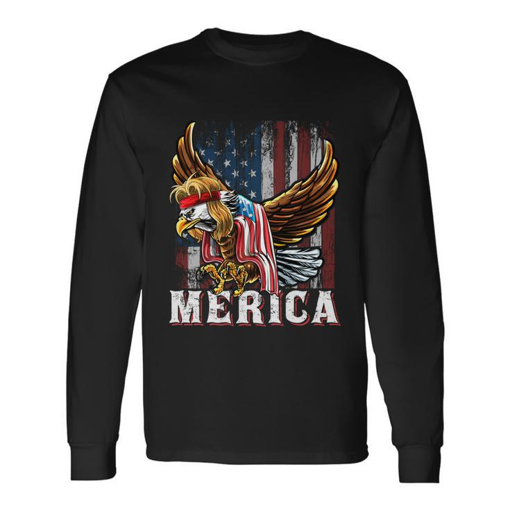 Merica Bald Eagle Mullet 4Th Of July American Flag Patriotic Meaningful Long Sleeve T-Shirt
