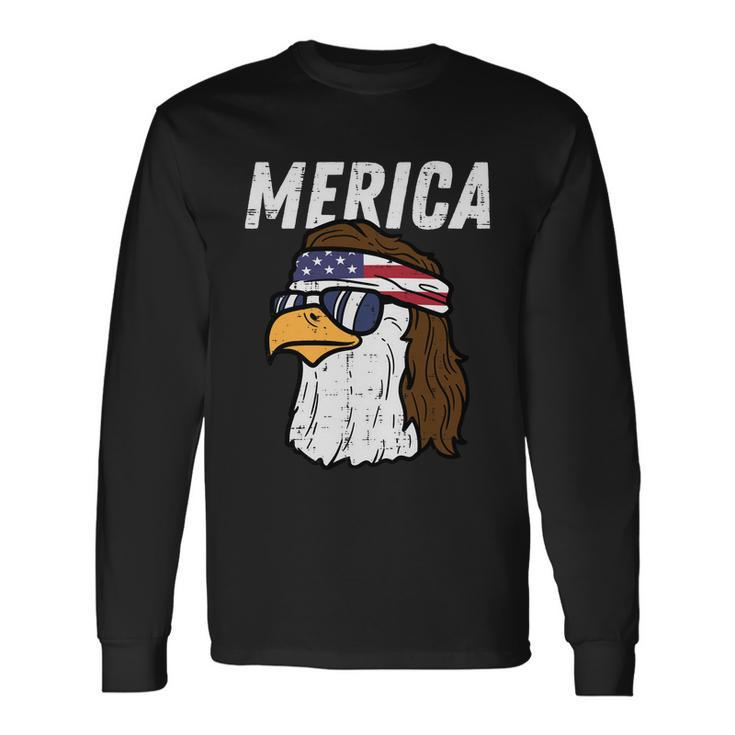 Merica Bald Eagle Mullet Sunglasses Fourth July 4Th Patriot Cool V2 Long Sleeve T-Shirt