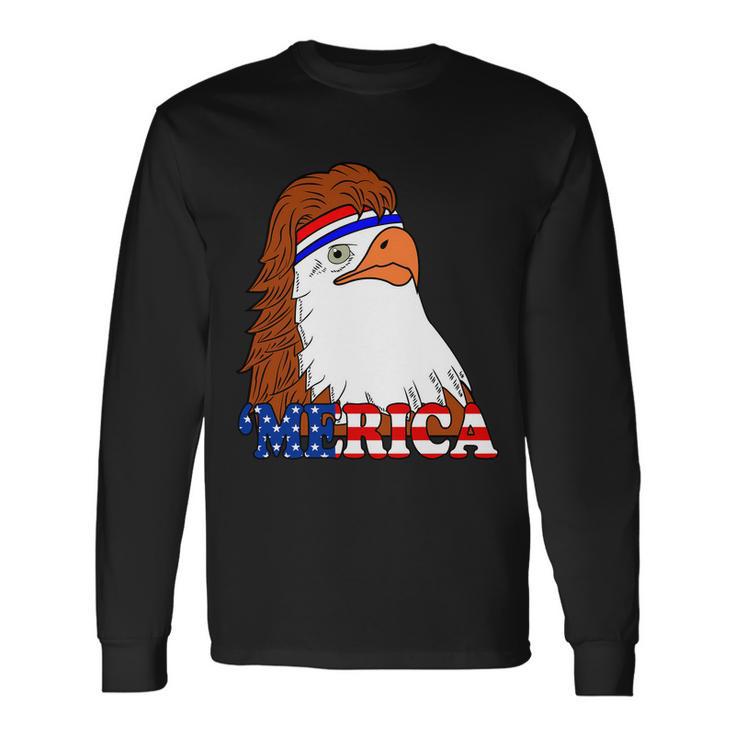 Merica Bald Eagle Retro Usa Flag Tshirt Long Sleeve T-Shirt