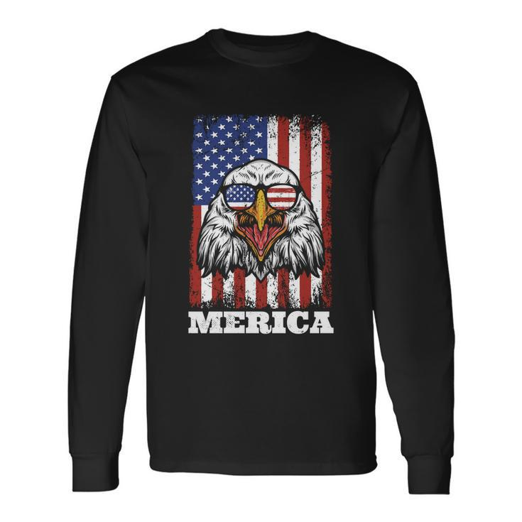 Merica Eagle Mullet 4Th Of July American Flag Stars Stripes Long Sleeve T-Shirt