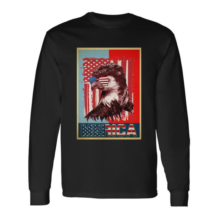 Merica Eagle Mullet 4Th Of July American Flag Vintage Usa Long Sleeve T-Shirt