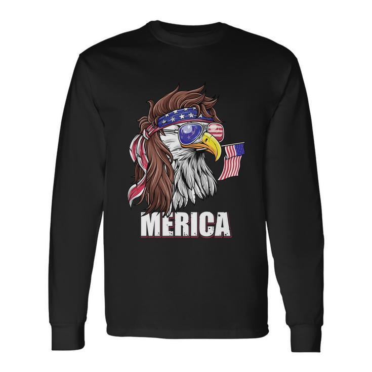 Merica Eagle Mullet 4Th Of July Usa American Flag Patriotic Great Long Sleeve T-Shirt