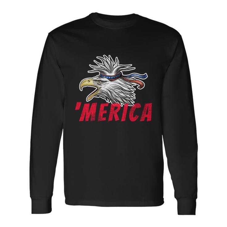 Merica Usa Bald Eagle Mullet Distressed 4Th Of July Long Sleeve T-Shirt