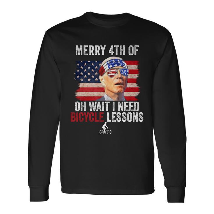 Merry 4Th Of July Biden Bike Bicycle Falls Off Long Sleeve T-Shirt Gifts ideas