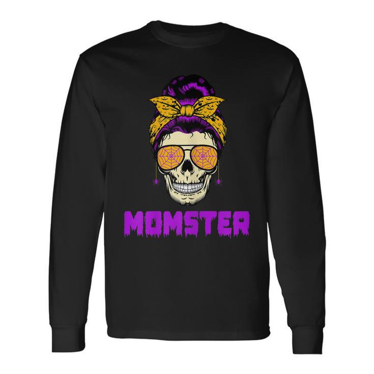 Messy Bun Halloween Costume Monster Mom Momster Long Sleeve T-Shirt
