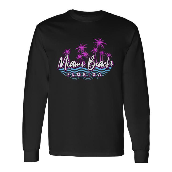 Miami Beach Florida Neon Tshirt Long Sleeve T-Shirt