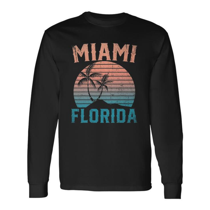 Miami Beach Tropical Summer Vacation Retro Miami Florida Long Sleeve T-Shirt T-Shirt