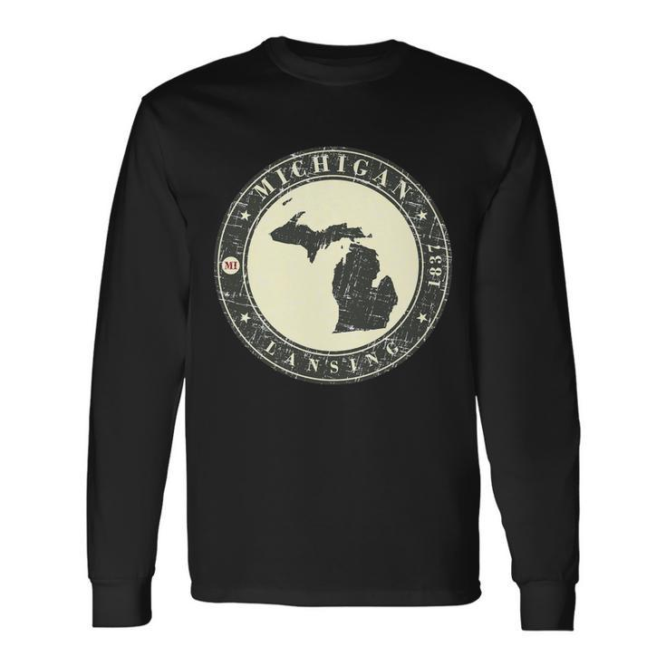 Michigan Lansing Retro Long Sleeve T-Shirt