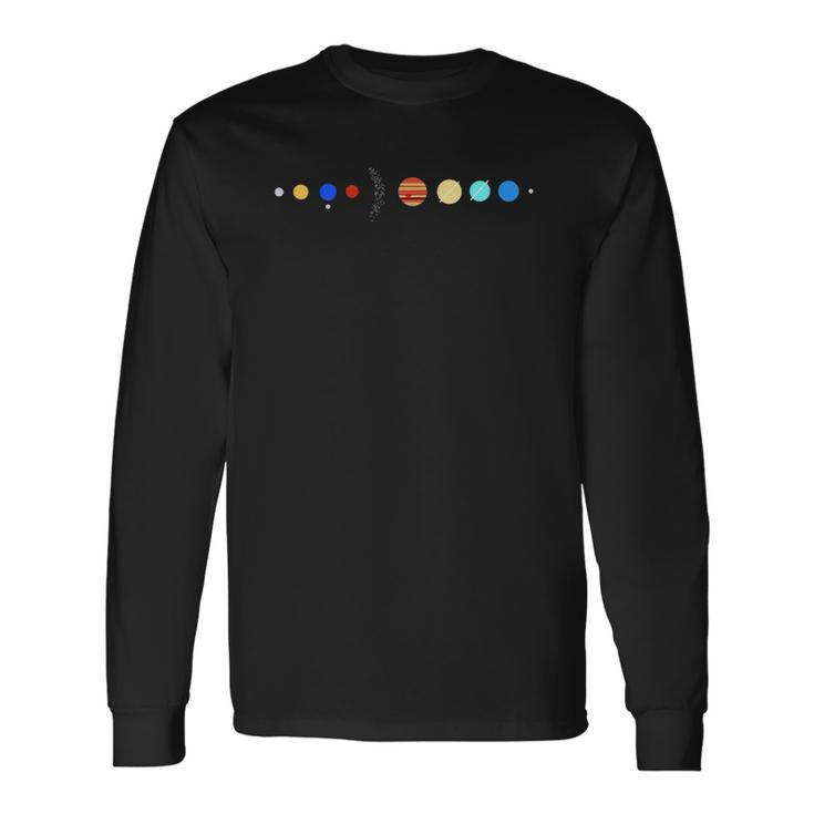 Minimalist Solar System &8211 Planets Asteroid Belt And Co Long Sleeve T-Shirt