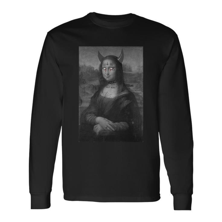 Mona Lisa Devil Painting Tshirt Long Sleeve T-Shirt