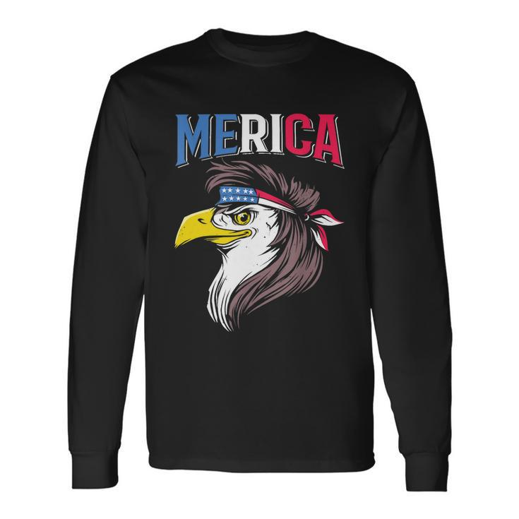 Mullet Eagle American Flag Usa Bird 4Th Of July Merica Long Sleeve T-Shirt