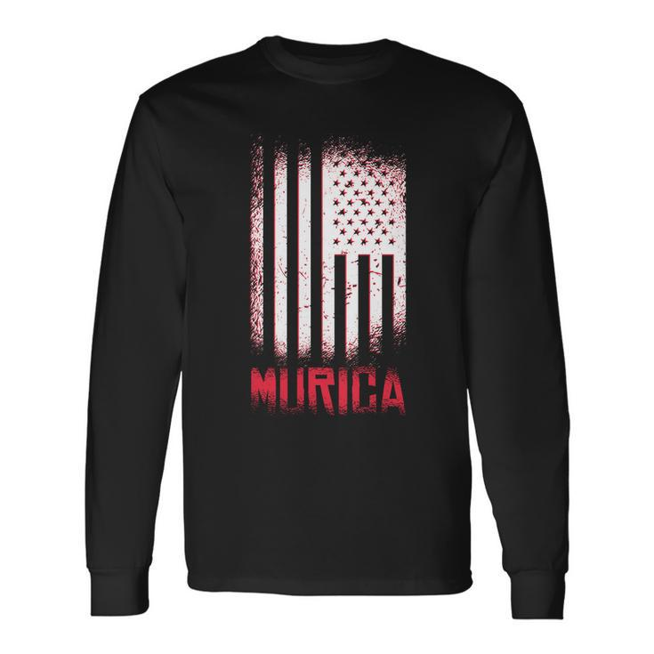 Murica American Flag Patriotic Long Sleeve T-Shirt