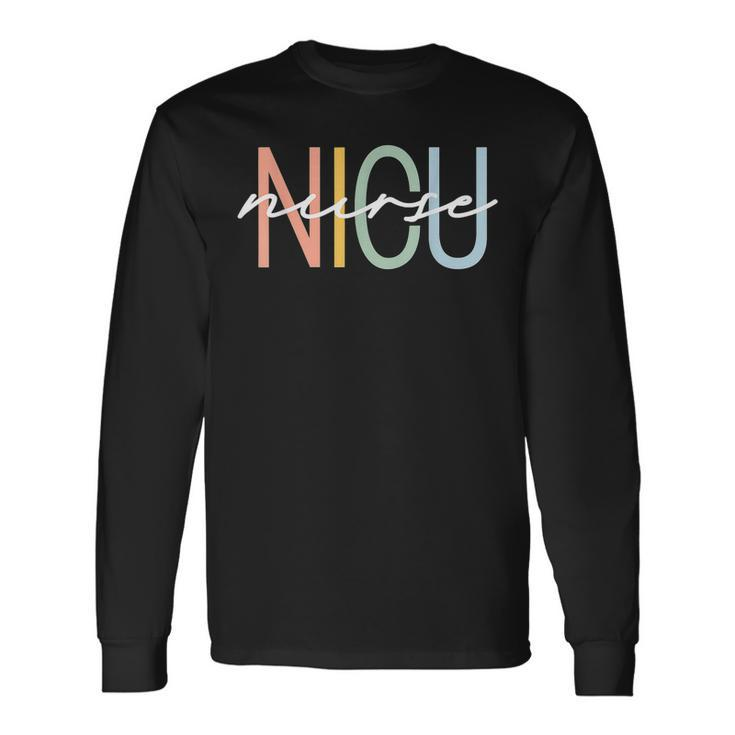 Nicu Nurse Icu Neonatal Boho Rainbow Team Tiny Humans Retro V2 Long Sleeve T-Shirt