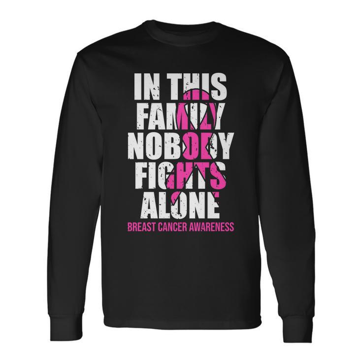 In This No One Fights Alone Breast Cancer Pink Ribbon Long Sleeve T-Shirt