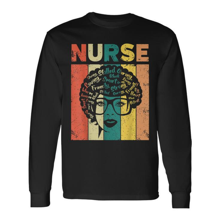 Nurse Melanin Afro Queen Girl Magic Black History Vintage V3 Long Sleeve T-Shirt