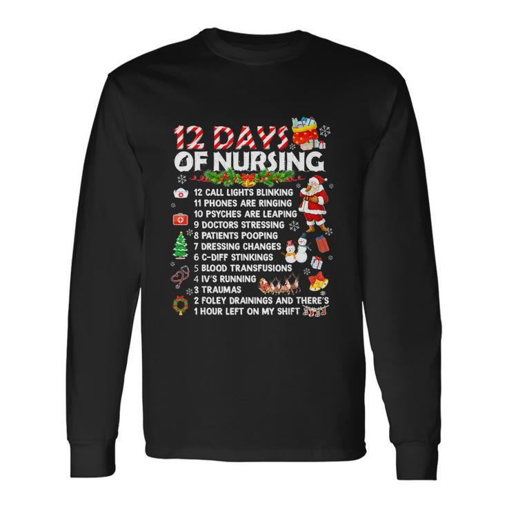 Nurses Merry Christmas 12 Days Of Nursing Xmas Women Long Sleeve T-Shirt