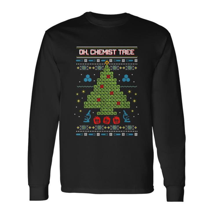 Oh Chemist Tree Chemistry Tree Christmas Science Long Sleeve T-Shirt
