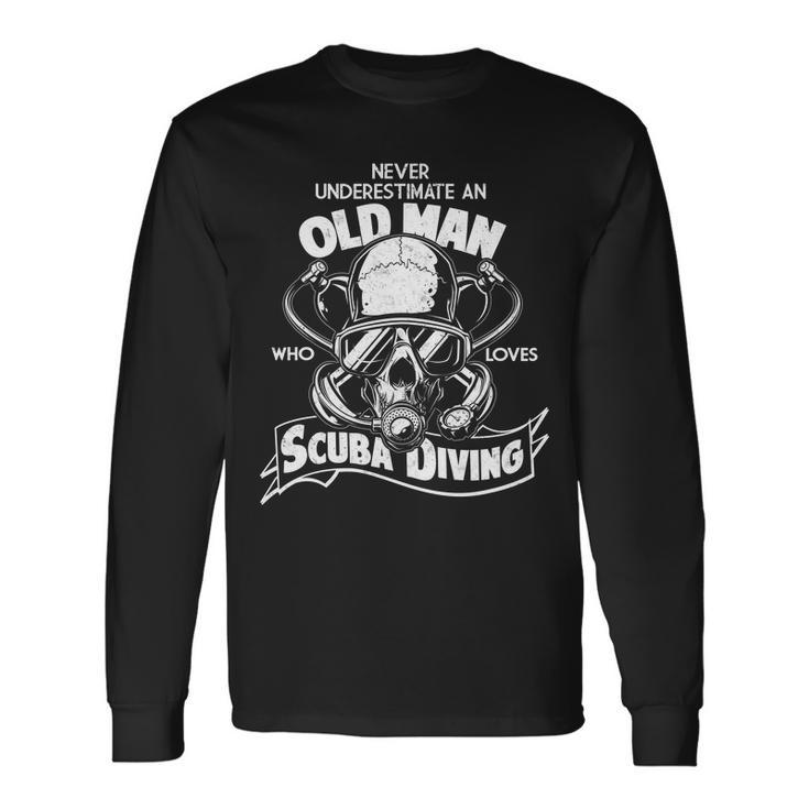 Old Man Who Loves Scuba Diving Tshirt Long Sleeve T-Shirt