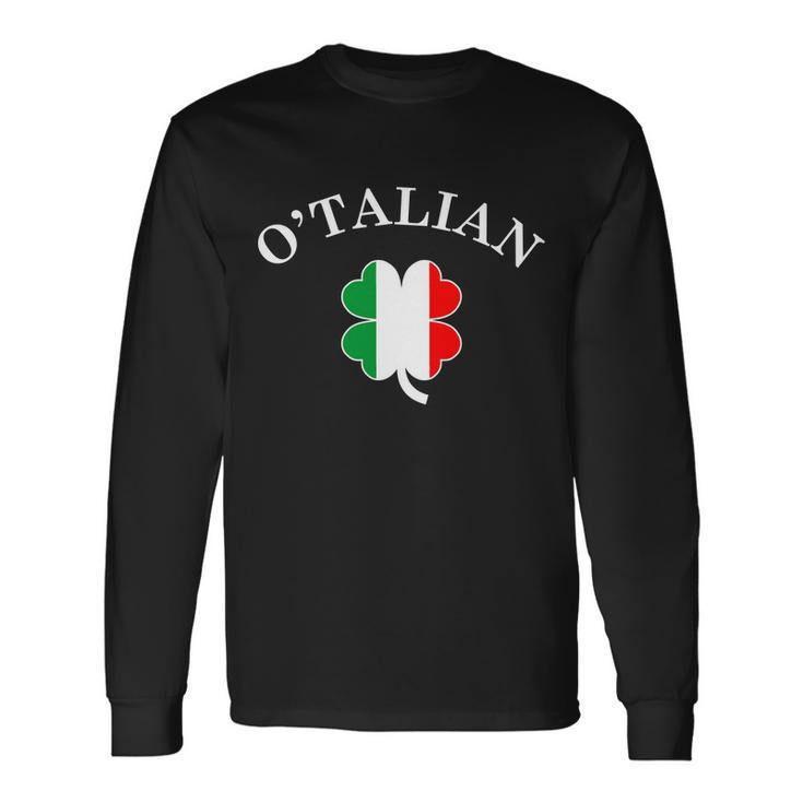 Otalian Italian Irish Shamrock St Patricks Day Tshirt Long Sleeve T-Shirt