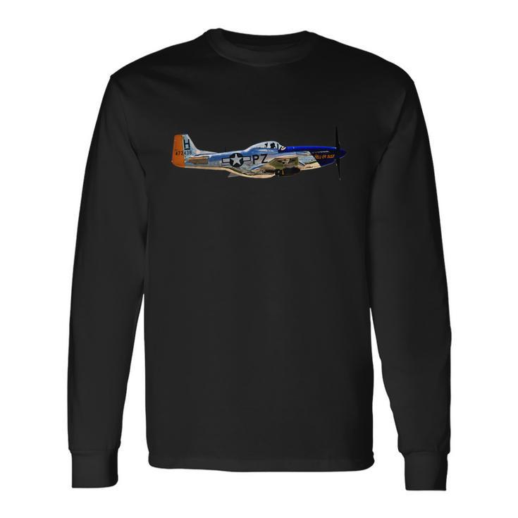 P51 Mustang Wwii Fighter Plane Us Military Aviation History Long Sleeve T-Shirt