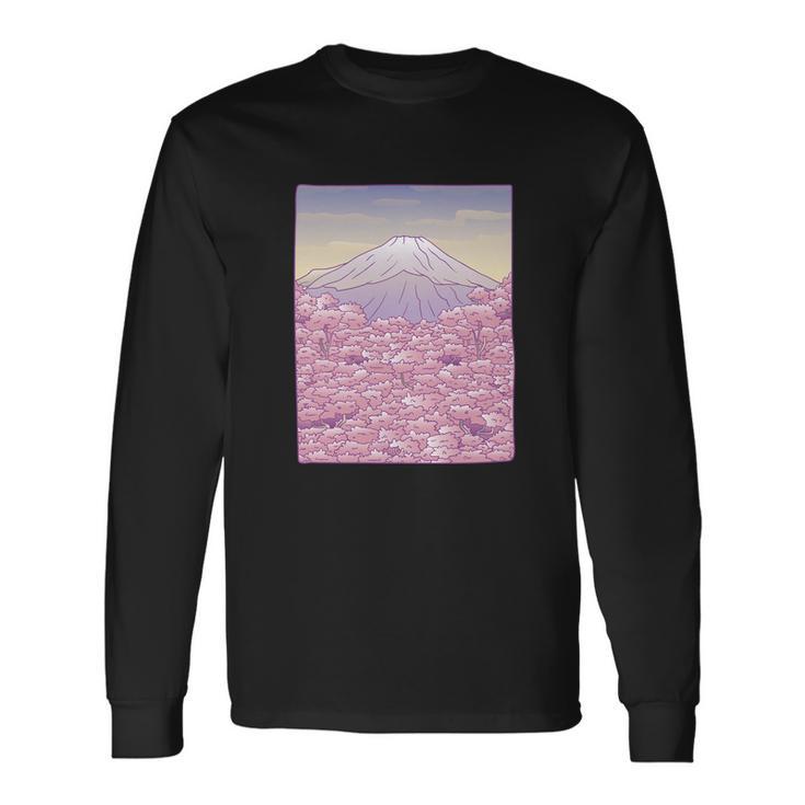 Pastel Mount Fuji Long Sleeve T-Shirt