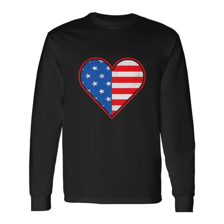 Patriotic American Flag Heart For 4Th Of July Girl Long Sleeve T-Shirt Gifts ideas