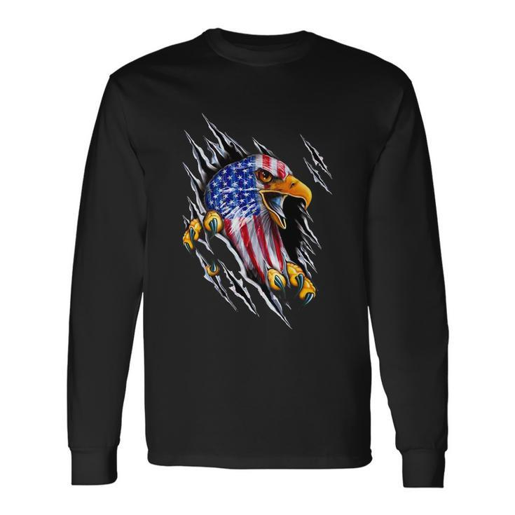 Patriotic Eagle Shirt 4Th Of July Usa American Flag Long Sleeve T-Shirt