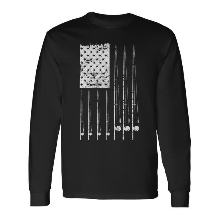 Patriotic Fishing American Flag Tshirt Long Sleeve T-Shirt