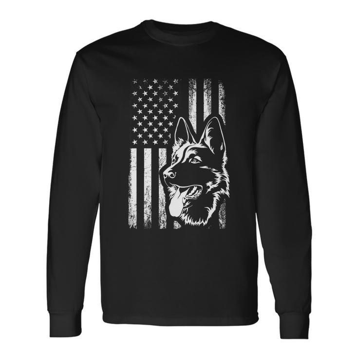 Patriotic German Shepherd American Flag Dog Lover V2 Long Sleeve T-Shirt