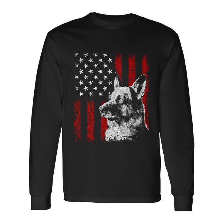 Patriotic German Shepherd American Flag Dog V2 Long Sleeve T-Shirt