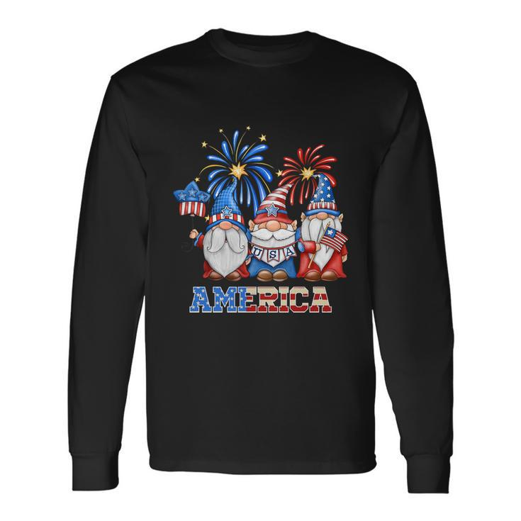 Patriotic Gnomes 4Th Of July Gnome Love American Flag Long Sleeve T-Shirt