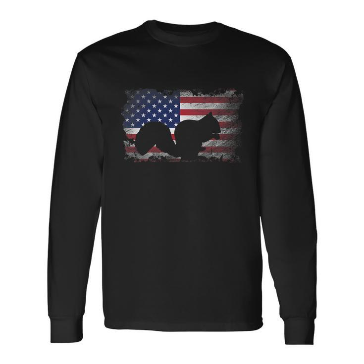 Patriotic Squirrel American Flag Cool Wild Animals Lover Long Sleeve T-Shirt