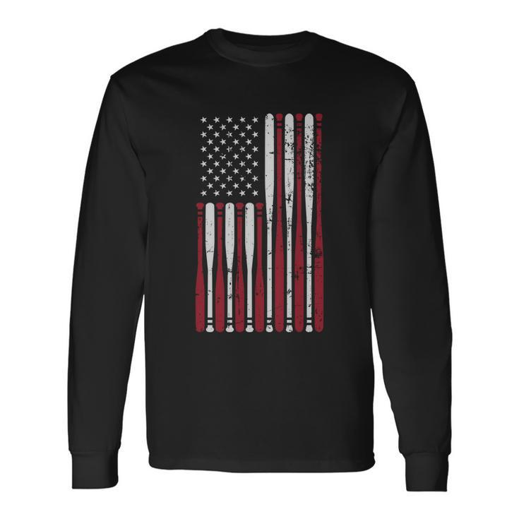 Patriotic Us American Baseball Bats And Stars Stripes Flag Great Long Sleeve T-Shirt
