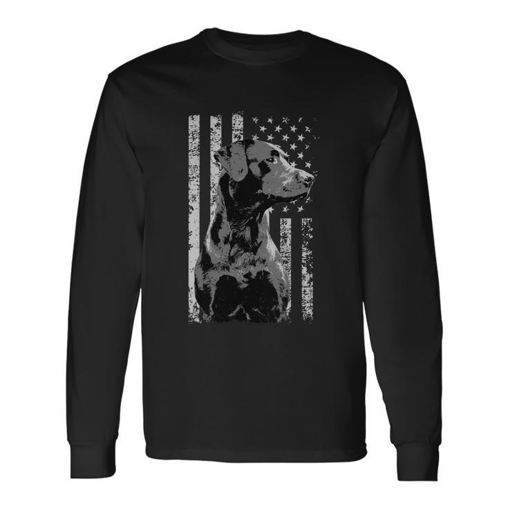 Patriotic Usa Flag Black Labrador For Lab Owners Long Sleeve T-Shirt