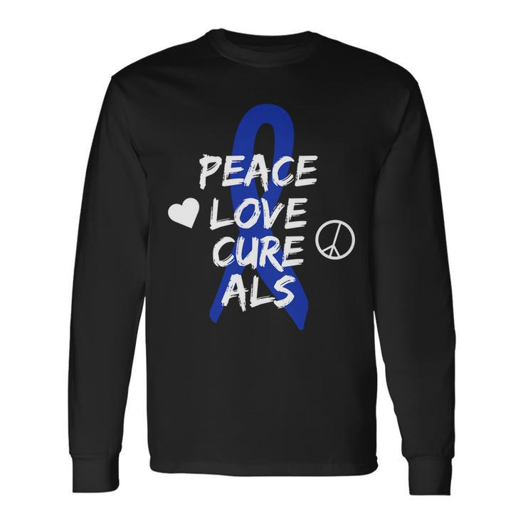 Peace Love Cure Als Awareness Tshirt Long Sleeve T-Shirt