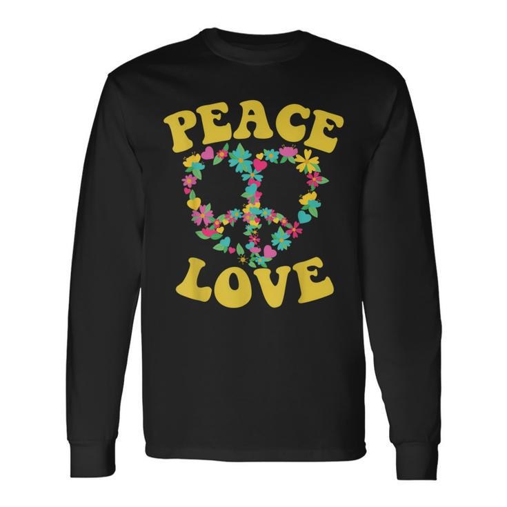 Peace Sign Love 60S 70S Tie Dye Hippie Halloween Costume V7 Long Sleeve T-Shirt